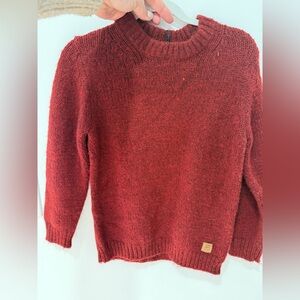 Zara Red Knit Crew Neck Sweater